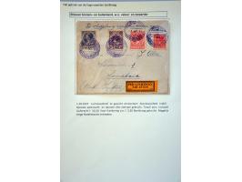 13 waarde poststukken met gulden frankeringen Bontkraag w.b. voorzijde met frc. 25.000 Rotterdam-Berlin 1920 (o.a. 1 gulden e