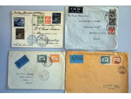 80 luchtpoststukken vanaf 1922 naar Nederland w.b. uit Ierland, Danzig, Brunei, Scadta, enkele propellorstempels etc.