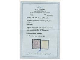 25 cent lila tanding 13½ x 13¼ grote gaten, pracht ex. met certificaat Vleeming 2017, cat.w. 1000