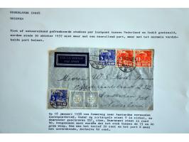 43 luchtpostenveloppen 1928-1939 van/naar Ned.-Indië en met port belast (onderfrankering, alleen luchtpostzegels, ongeldige z