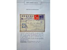 43 luchtpostenveloppen 1928-1939 van/naar Ned.-Indië en met port belast (onderfrankering, alleen luchtpostzegels, ongeldige z