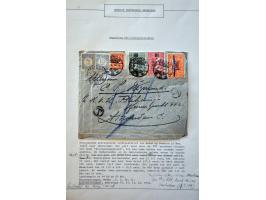 43 luchtpostenveloppen 1928-1939 van/naar Ned.-Indië en met port belast (onderfrankering, alleen luchtpostzegels, ongeldige z