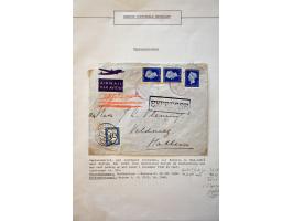 22 luchtpostenveloppen 1945-1948 naar Nederland, ongefrankeerd en met port belast w.b. 30 cent port (verschillende combinatie