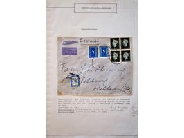 22 luchtpostenveloppen 1945-1948 naar Nederland, ongefrankeerd en met port belast w.b. 30 cent port (verschillende combinatie