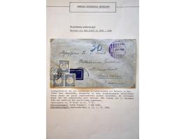 22 luchtpostenveloppen 1945-1948 naar Nederland, ongefrankeerd en met port belast w.b. 30 cent port (verschillende combinatie