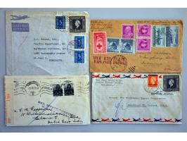 29 luchtpostenveloppen 1946-1948 naar Nederland, USA, etc. diverse stempels w.b. noodstempels en frankeringen tot. fl.5,35, e