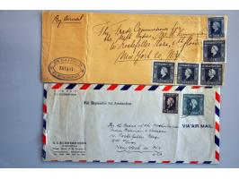 29 luchtpostenveloppen 1946-1948 naar Nederland, USA, etc. diverse stempels w.b. noodstempels en frankeringen tot. fl.5,35, e