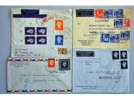 29 luchtpostenveloppen 1946-1948 naar Nederland, USA, etc. diverse stempels w.b. noodstempels en frankeringen tot. fl.5,35, e