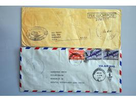 29 luchtpostenveloppen 1946-1948 naar Nederland, USA, etc. diverse stempels w.b. noodstempels en frankeringen tot. fl.5,35, e