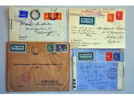 29 luchtpostenveloppen december 1939-april 1944 w.b. aangetekend en expres en alle met censuur, w.b. naar Nederland, Engeland