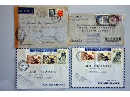 luchtpostenveloppen september 1939-juni 1940, Air France lijn van/naar Zuid-Amerika, w.b. naar Guadeloupe, Uruguay-Jerusalem 