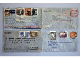 luchtpostenveloppen september 1939-juni 1940, Air France lijn van/naar Zuid-Amerika, w.b. naar Guadeloupe, Uruguay-Jerusalem 