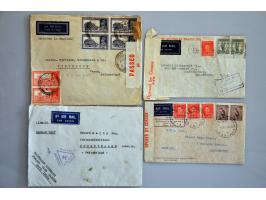 34 luchtpostenveloppen 1939-1940 maatschappij I.A./B.O.A.C. Empire route Poole-Sydney 1939-1940 en vv. met veel trajectpost w