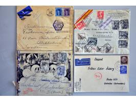 58 luchtpostenveloppen maart 1939-1945 w.b. uit Spanje (maart 1939 en februari 1942), Egypte (april 1940), Canada (2x met OAT