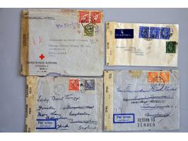 58 luchtpostenveloppen maart 1939-1945 w.b. uit Spanje (maart 1939 en februari 1942), Egypte (april 1940), Canada (2x met OAT