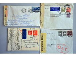 58 luchtpostenveloppen maart 1939-1945 w.b. uit Spanje (maart 1939 en februari 1942), Egypte (april 1940), Canada (2x met OAT