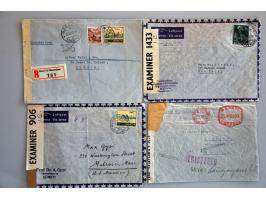 ruim 100 luchtpostenveloppen 1939-1945 routes van/naar Zuid- en Midden-Amerika, w.b rechtstreeks, via Chiasso, deels per truc