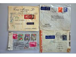 ruim 100 luchtpostenveloppen 1939-1945 routes van/naar Zuid- en Midden-Amerika, w.b rechtstreeks, via Chiasso, deels per truc