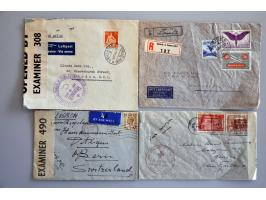 ruim 100 luchtpostenveloppen 1939-1945 routes van/naar Zuid- en Midden-Amerika, w.b rechtstreeks, via Chiasso, deels per truc