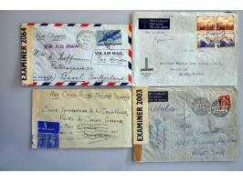 ruim 100 luchtpostenveloppen 1939-1945 routes van/naar Zuid- en Midden-Amerika, w.b rechtstreeks, via Chiasso, deels per truc