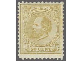 50 cent geelbruin tanding 11½ x 12 grote gaten, pracht ex. met deel originele gom, cat.w. 1800