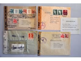 Duitsland 1945-1947, 25 poststukken met censuur, veel Zurück en return stempels in soorten, inlegvelletjes, etc.