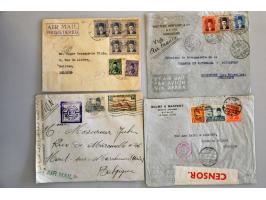 België 1939-1946, 460 poststukken van/naar buitenland met censuur, w.b. bezet en onbezet Europa, Overzee (w.b. Libanon, Indoc