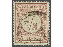 ½ cent tanding 14 grote gaten type I, pracht ex. met certificaat Koopman 1983, cat.w. 750