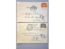 brandstempels, 2 luxe afdrukken beide 23-8-1901 op emissie cijfer 1 cent en 2½ cent op prentbriefkaarten Dordrecht en 's Grav