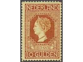 10 gulden roodoranje op geel, pracht ex. (onbelangrijk hoektandvouwtje) met certificaat Vleeming 2017, cat.w. 950