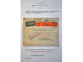 25 poststukken ca.1930-1945, deels aangetekend, naar o.a. Egypte, Luxemburg, luchtpost, scheepspost, met port belast, Olympia