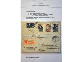 25 poststukken ca.1930-1945, deels aangetekend, naar o.a. Egypte, Luxemburg, luchtpost, scheepspost, met port belast, Olympia