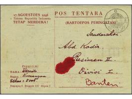 Speciale legerbriefkaart (Pos Tentara) "17 AGOESTOS 1946 1 Tahoen Repoeblik Indonesia Tetap Merdeka" 14-8-1946 met mooi geïll