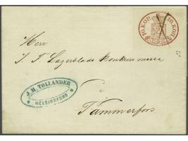 10 kopeke red with pencil stroke (used till late 1857), very fine with large margins on undated folded letter without content