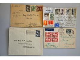 vele honderden poststukken ca. 1920-1960 met serie-frankeringen, betere toeslagfrankeringen, luchtpost, spoorwegpost, rembour