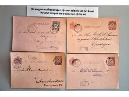 kleinrondstempels, ca. 170 post(waarde)stukken w.b. betere kantoren o.a. Broek op L:Dijk, 's Gravendeel, Oudeschans, Walsoord