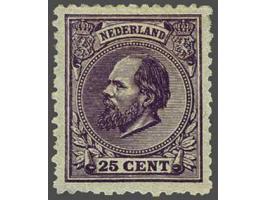 25 cent violet tanding 12½ x 12 kleine gaten, pracht ex. met certificaat NVPH 2010, cat.w. 900