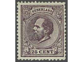 25 cent violet tanding 13½ x 13¼ grote gaten, pracht ex. met certificaat Vleeming 2012, cat.w. 1000