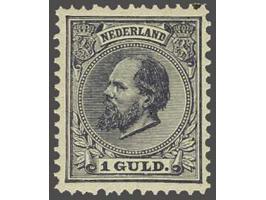 1 gulden grijsviolet, pracht ex. met kopie certificaat Moeijes 1979 voor blok van 4, cat.w. 750