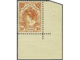 10 gulden oranje nagenoeg postfris met hoekvelrand en certificaten Dr. Louis 1980 en Moeijes 1992, cat.w. 950+