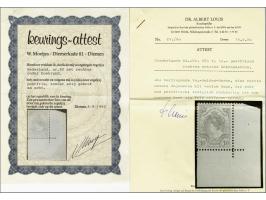 10 gulden oranje nagenoeg postfris met hoekvelrand en certificaten Dr. Louis 1980 en Moeijes 1992, cat.w. 950+