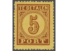 5 cent bruin op oranje tanding 13¼ kleine gaten type B, cat.w. 750