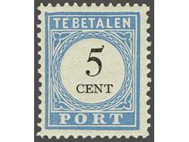 5 cent lichtblauw en zwart tanding 12½ x 12 type III met certificaat Vleeming 2017, cat.w. 1200