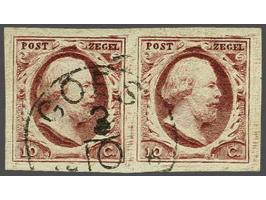 10 cent rood plaat IV pos. 59-60 in paar met Goes C (Ey 50), pracht ex. gesigneerd Cividini