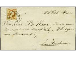 Maastricht C groot (Ey 75) op 15 cent donkeroranje op briefomslag 16-2-1855 naar Amsterdam, pracht ex.