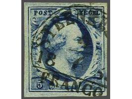 Steenbergen B (Ey 350) op 5 cent donkerblauw plaat III, pracht ex.