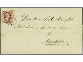 Waalwyk A (Ey 300) op 10 cent karmijn plaat I op briefomslag 24-3-185? naar Amsterdam, pracht ex. (omslag enkele onbeduidende