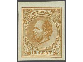 15 cent oranjebruin met variëteit geheel ongetand, pracht ex., cat.v. 525