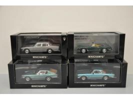 Maserati Quattroporte 1963, Minichamps, 1:43, grey, Near Mint (left wiper missing, scratches on box), Maserati Mistral Coupé 