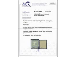 10 cent groen op geel tanding 13½ x 14, mooi gecentreerd met certificaat Vleeming 2019, cat.w. 375 